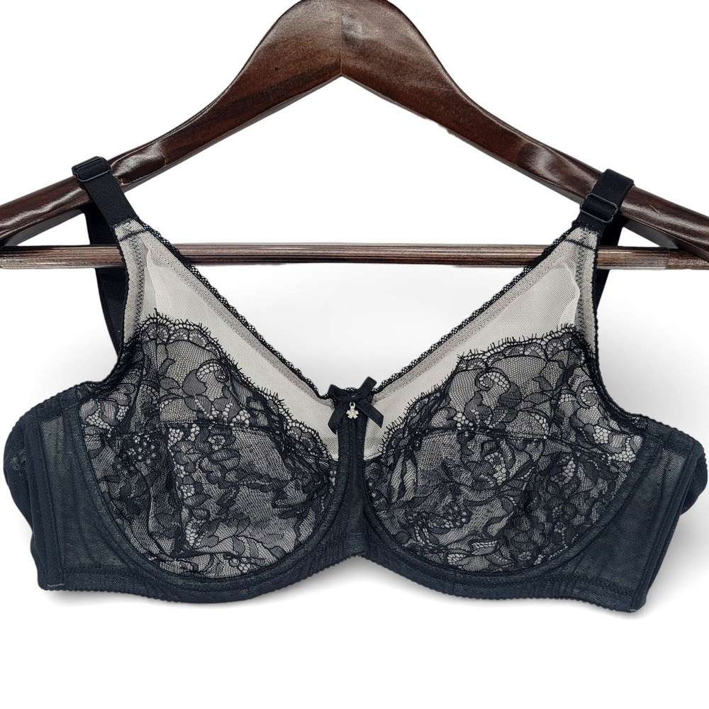 Wacoal Womens 40C Bra‎ Nylon Lace Black Underwire Full Coverage Support Bra